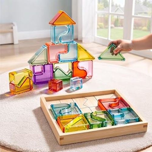 Rainbow Building Blocks for Kids, Montessori Color Matching Block Toys 3-6