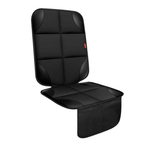 Itopfox Car Seat Protector with Thick Padding, Waterproof 600D Fabric, Non-Slip Backing, Mesh Pockets for Baby and Pet, Black, 1 Pack