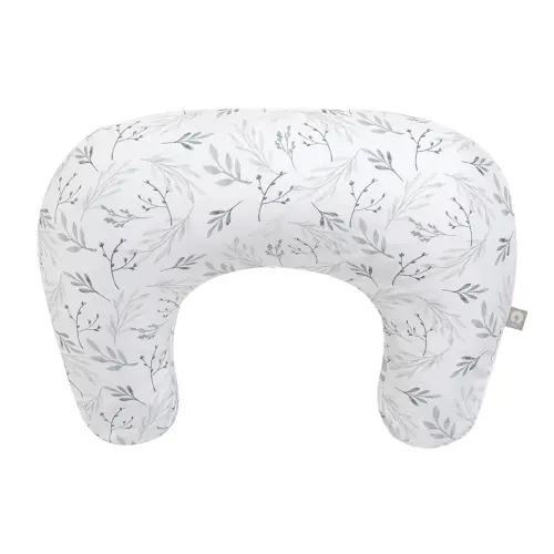Boppy Nursing Pillow - Ergonomic Bottle & Breastfeeding Pillow with High, Firm, Large Area, Water-Repellent with Washable Cover; Baby Safety Alliance Verified - Gray Gentle Leaves