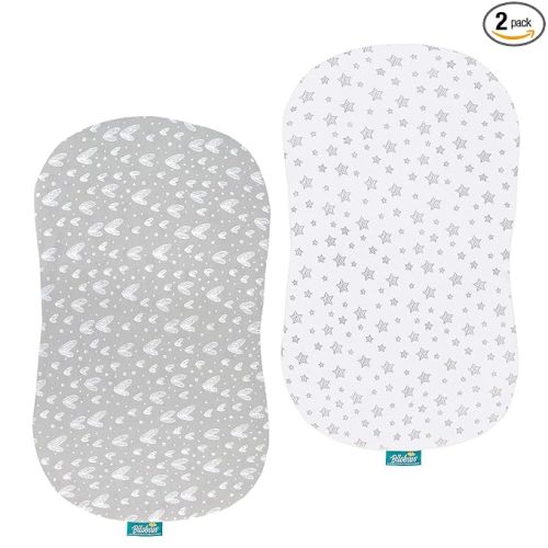 Bassinet Sheets Fit for Halo BassiNest Swivel & Glide Sleeper, 2 Pack 100% Cotton Sheets, Unisex Fitted Sheet for Baby Boy Girl