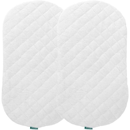 Biloban Waterproof Bassinet Mattress Pad Cover(18"x30"), 2 Pack, Ultra Soft Rayon Surface, Quilted Bassinet Mattress Protector Fit for Halo Bassinest Swivel Sleeper, White