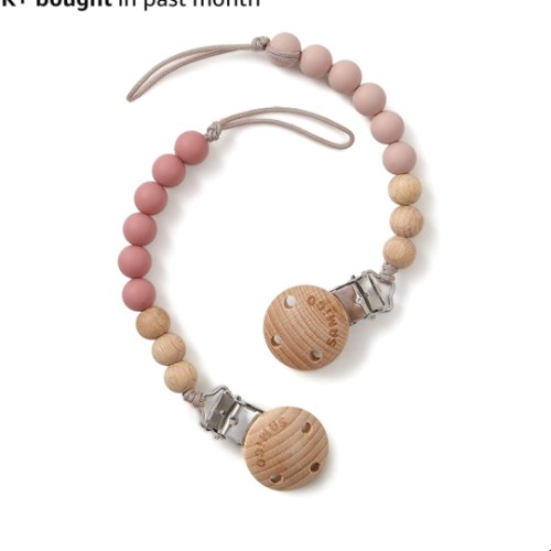 SAMiGO Pacifier Clips for Baby Girls Pacifier Holders Silicone Paci Binky Clips - 2 Pack