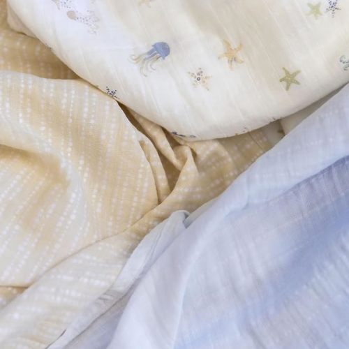 Crane Baby 100% Cotton Muslin Swaddle Blankets, Sea Life Jellyfish, Baby Swaddle Blanket, Set of 3, 47" x 47", Swaddles for Newborns, Baby Muslin Swaddle Blanket, Swaddle Blankets for Boys & Girls