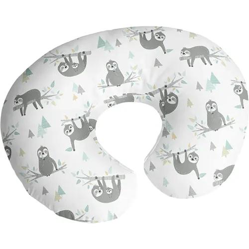 Sweet Jojo Designs Blue Jungle Sloth Nursing Pillow Cover Breastfeeding Pillowcase for Newborn Infant Bottle Breast Feeding Pillow NOT Included Turquoise Green Tropical Botanical Rainforest Animal