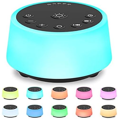 Color Noise Sound Machines with 10 Colors Night Light 25 Soothing Sounds and Sleep White Noise Machine 32 Volume Levels 5 Timers Adjustable Brightness Memory Function for Adults Kids Baby