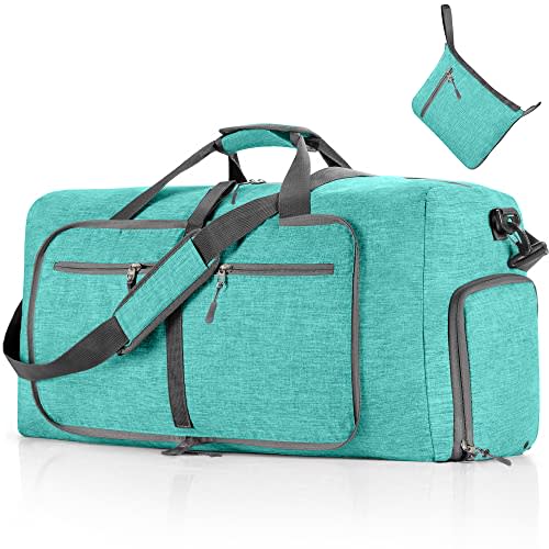 Vomgomfom 65L/85L/115L Foldable Travel Duffle Bag with Shoe Compartment | Tear-Resistant 600D Polyester, Only 1.06 lb, Folds Into Compact Pouch, 5 Zip Pockets, Trolley Sleeve, Gym & Weekend Ready