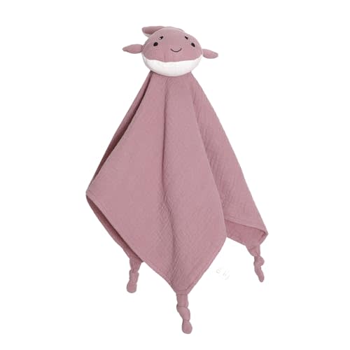 okdiy Organic Cotton Muslin Loveys for Babies,Security Blankets for Baby Lovey,Unisex Baby Essentials Neutral,Baby Registry Search,Newborn Baby Gifts for Boys and Girls (Whale Violet)