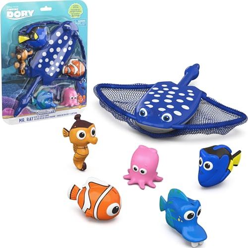 SwimWays Disney’s Finding Dory Mr. Ray’s Dive and Catch Game for Ages 5+ | Weighted Waterproof Figurines Sink and Encourage Active Summer Play; Builds Swimming Confidence With Diving Games and Races