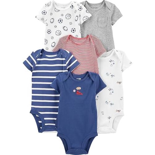 Simple Joys By Carter's Baby Boys Short-sleeve Bodysuit Shirt, Sports Multi Stripe, Newborn US