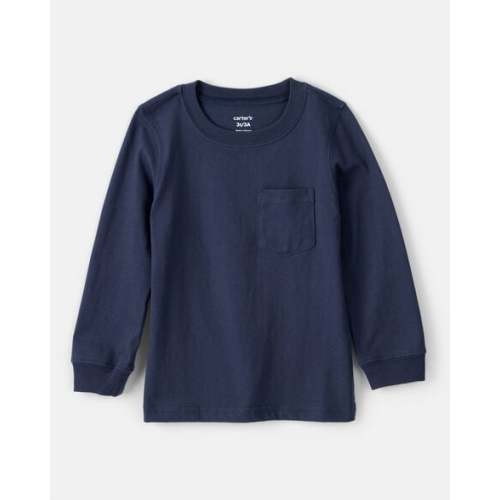 Baby Boy Long-Sleeve Pocket Tee - Navy | Carter's