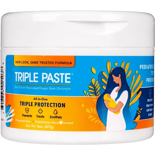 Triple Paste Diaper Rash Cream for Baby - 8 Oz Tub - Zinc Oxide Ointment Treats, Soothes and Prevents Diaper Rash - Pediatrician-Recommended Hypoallergenic Formula with Soothing Botanicals