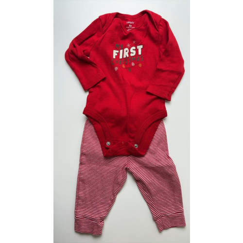 Carter's 2 Piece Ensemble - Red My First Christmas Bodysuit + Leggings | size 6 Months