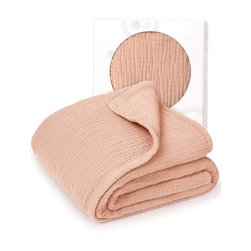 lulumoon Muslin Quilt Blanket, Crib Blanket for Baby and Toddler,47x47 Inches(Pink)
