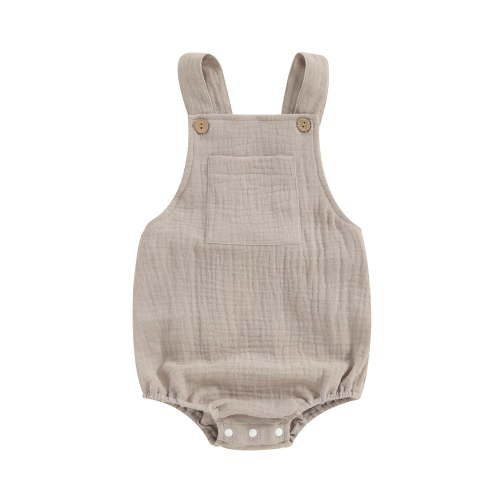 BABAMOON Newbrorn Infant Baby Girl Boy Cotton Linen Overalls Sleeveless Square Neck Backless Romper Summer Clothes