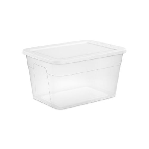 56qt Clear Non-Latching Storage Box with White Lid - Brightroom™