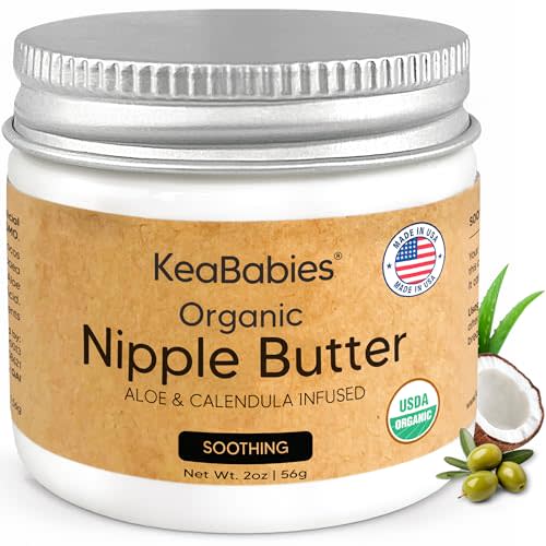Organic Nipple Butter for Cracked, Sore, Relief - Nursing Nipple Cream Safe for Breastfeeding, 100% Natural Clean Breast Cream, Non Lanolin Balm, Mom Postpartum Breastfeeding Essentials,2oz (Soothing)