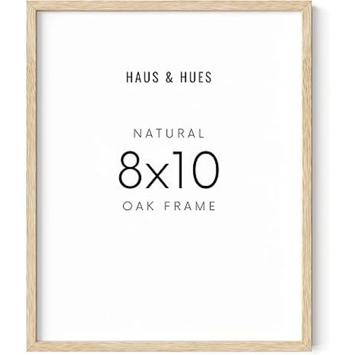 HAUS AND HUES Beige Oak Wood 8x10 Picture Frame - Modern Wood Wall Art Display - Lightweight 8x10 Frame for Art Prints, Photos, Posters - Ready-to-Hang Vertically & Horizontally