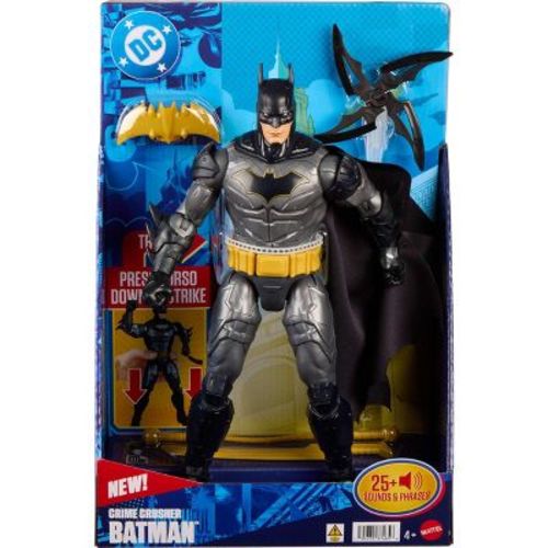 DC ComicsDC Crime Crusher Batman Action Figure, 25 Plus Phrases & Sounds, Articulation, 4 Weapons Action Figures
