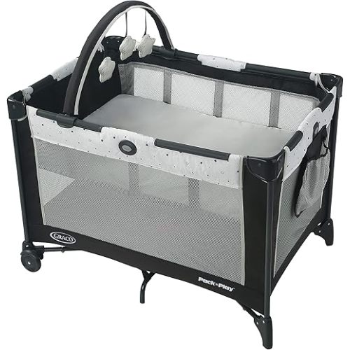 Graco Pack ‘n Play On the Go Playard, Foldable Baby Playpen with Bassinet, Asteroid