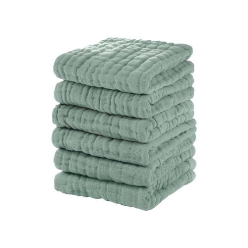 Baby Washcloths 100% Organic Cotton Face Towels 6 Pack Wash Cloths for Baby 12x12in Soft and Absorbent Baby Wipes