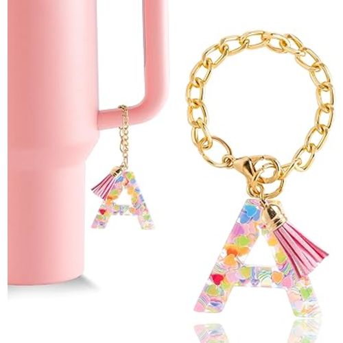 Letter Charm Accessories for Stanley Cup 1 PCS Cute Initial Keychain Handle Charm for Stanley Tumbler for Women