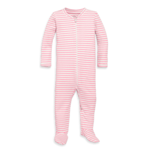 Baby Organic Zip Footie In Stripe, 0-3M