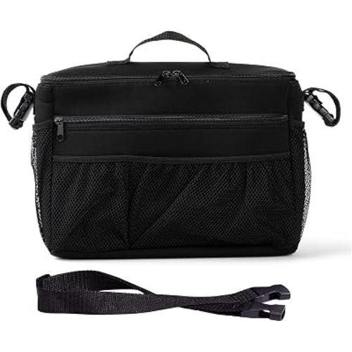 J.L. Childress Cool 'N Cargo Stroller and Wagon Cooler and Organizer - Universal Fit - Insulated - Attaches to Strollers, Wagons, Walkers and Wheelchairs - Large Capacity - Black