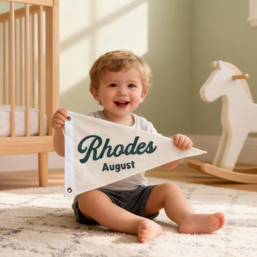 Personalized Baby Name flag | Canvas Pennant flag | Nursery decor name sign | Custom name banner | Baby shower Gift