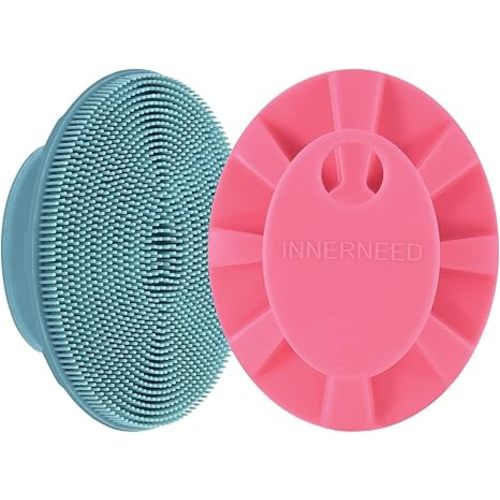 INNERNEED Super Soft Silicone Face Cleanser and Massager Brush Manual Facial Cleansing Scrubber Handheld Wash Pad for Sensitive, Delicate, Dry Skin (Pack of 4)