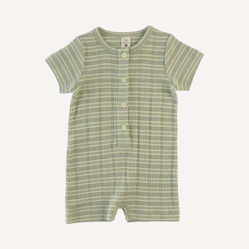 short sleeve union shortie | iceberg stripe | organic cotton multi rib – kate quinn