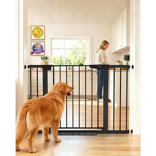 Cumbor 30-46" Baby Gate for Stairs, Auto Close Dog Gate for the House Black