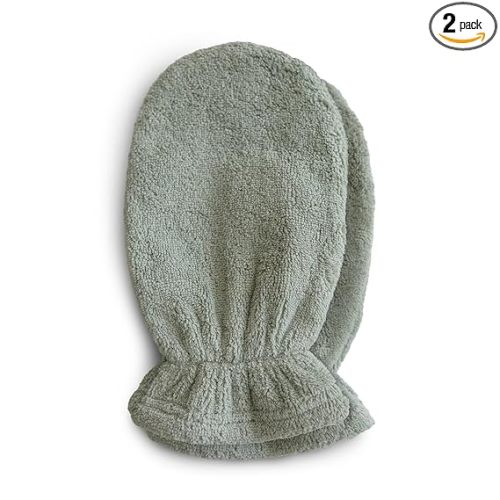 mushie Baby Bath Mitt | Organic Cotton | Pack of 2 (Moss)