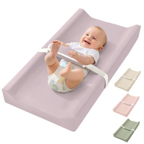 GOTGELIF Waterproof PU Foam Portable Baby Changing Pad with Safety Strap - Purple