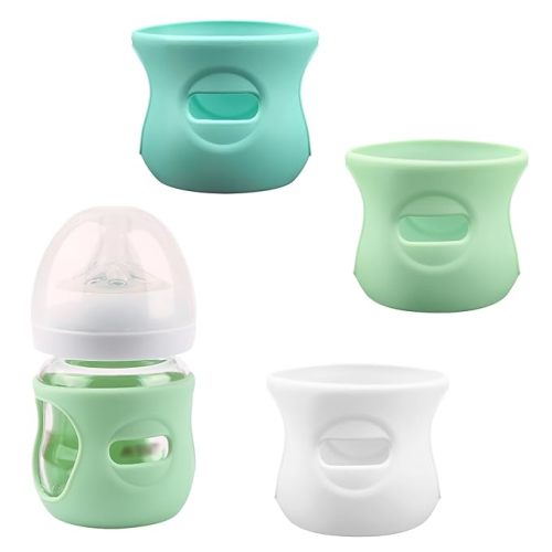 3 Pack Silicone Sleeves for Avent Natural Glass Baby Bottles, Anti Breakage Baby Bottle Holder, Compatible Philips Avent Glass Natural Baby Bottle 4 oz, BPA Free