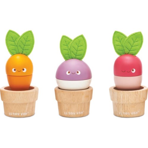 Le Toy Van Stacking Veggies Toy Kit, Green Red Orange And Purple