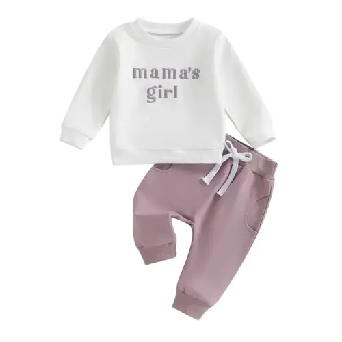 Toddler Baby Girl Fall Winter Clothes Embroidered Letter Graphic - TikTok Shop
