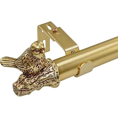 Decorative Antique Gold Window Curtain Rods Adjustable with Bird Finials