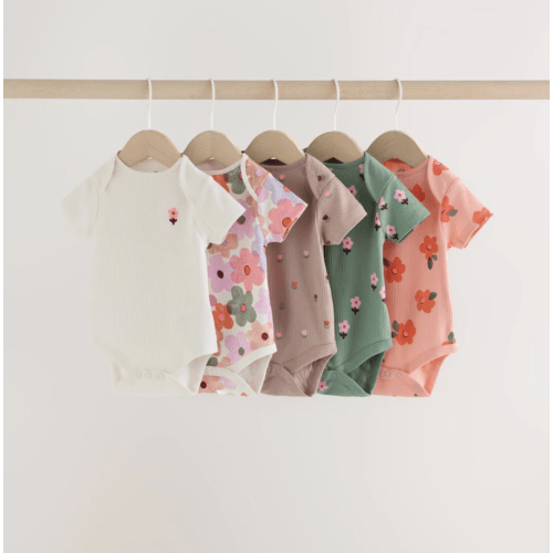 Short Sleeve Baby Bodysuit 5 Pack