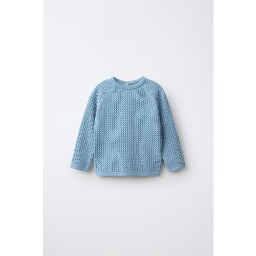 MINI CABLE KNIT SWEATER - Light blue | ZARA United States