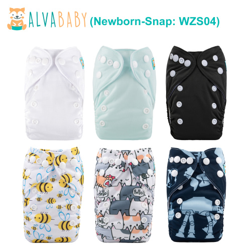 6-Pack Newborn Cloth Diapers with 6 Microfiber Inserts for Infants &amp; Toddlers