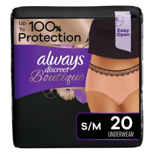 Always Discreet Boutique Maximum Protection Incontinence Underwear For Women - Peach - S/m