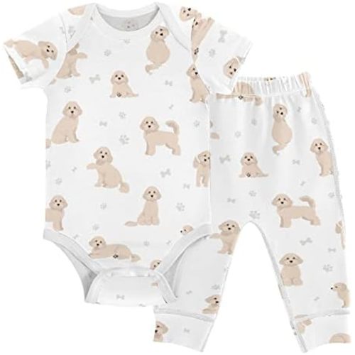 vvfelixl Baby Pants Sets Black Dachshund Long Haired Short Sleeve Baby Clothes for Boys Girls 0-24M