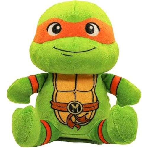 design LAB, Inc. Teenage Mutant Ninja Turtle Official Merchandise | TMNT Toys Squeaky Plush Dog Toy | Michelangelo | Stuffed Animal Turtle Squeaks for Interactive Play