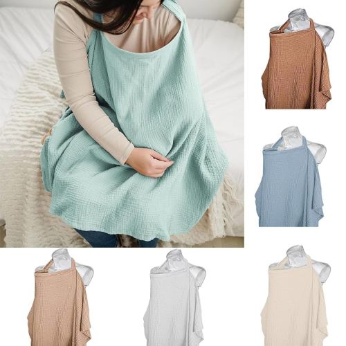 Nursing Cover for Baby Breastfeeding, Muslin Breathable Breastfeeding Cover with Hoop,Multi-use Carseat Canopy,Adjustable Mother Nursing Apron (Light Green)