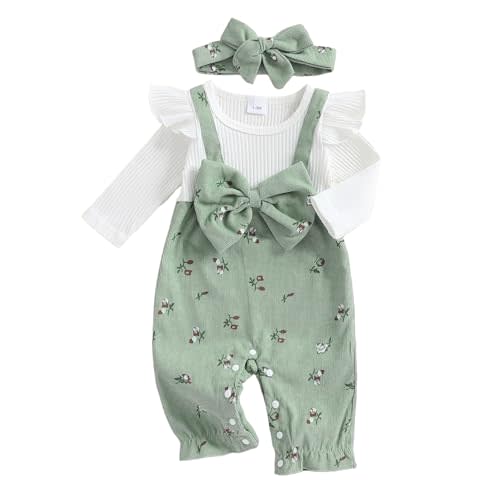 YINGISFITM Newborn Infant Baby Girl Clothes Fall Winter Long Sleeve Romper Patchwork Bow One Piece Jumpsuit Cute Outfits