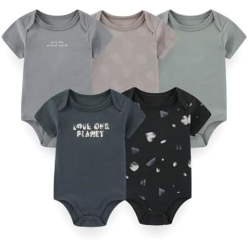 Unisex Baby Boy Girl Rompers 5-Pack Cotton Short Sleeve Infant Bodysuits New born Clothes
