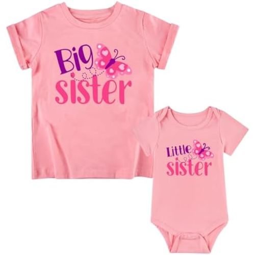 Funnycokid Big Sister Little Sister Matching Outfits Toddler Girl Shirt Newborn Clothes