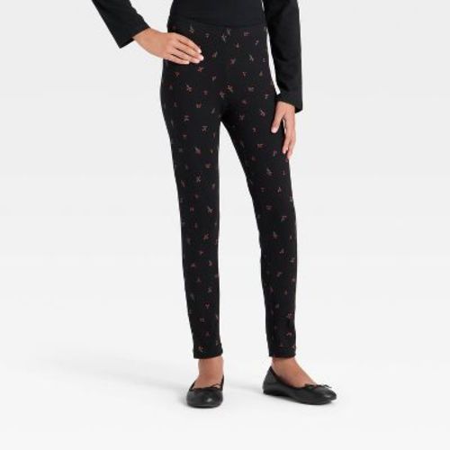 Girls' Pull-On Holiday Printed Leggings - Cat & Jack™ Black