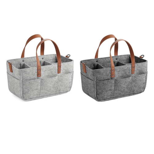 Large Capacity Felt Diaper Storage Bag, Foldable Portable Organizer with Adjustable Compartments, Nursery Bag for Essentials Diapers Easter Toys, Perfect for Travel Home, 13*7*6in, A