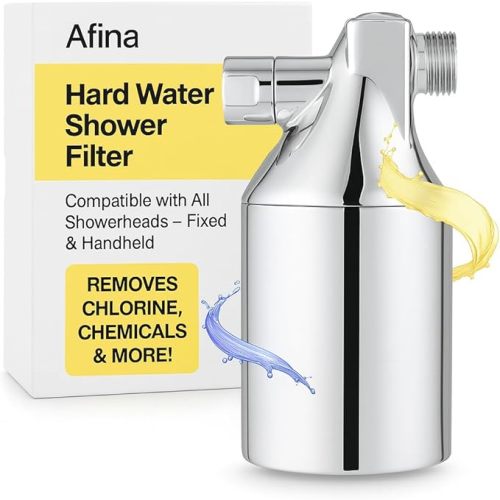 Afina Shower Filter For Hard Water - Removes 99% Chlorine, Harmful Substances & Heavy Metals - Improves your Skin & Hair (Chrome)